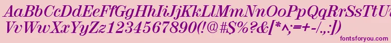 RubyscriptBold-fontti – violetit fontit vaaleanpunaisella taustalla