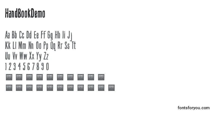 HandBookDemo-fontti – aakkoset, numerot, erikoismerkit