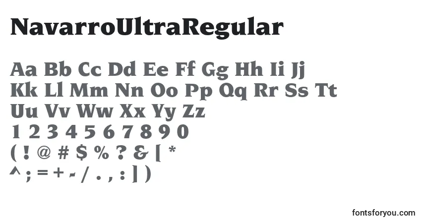 Czcionka NavarroUltraRegular – alfabet, cyfry, specjalne znaki
