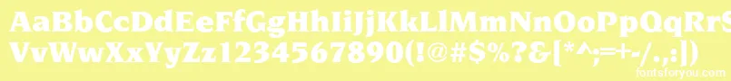 NavarroUltraRegular-fontti – valkoiset fontit keltaisella taustalla