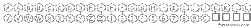 フォントPfSurroundedByStars – 白い背景に灰色の文字