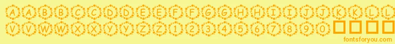 PfSurroundedByStars Font – Orange Fonts on Yellow Background