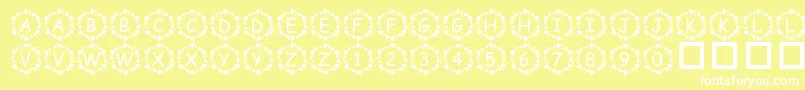 フォントPfSurroundedByStars – 黄色い背景に白い文字