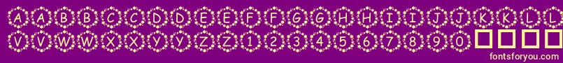 PfSurroundedByStars Font – Yellow Fonts on Purple Background