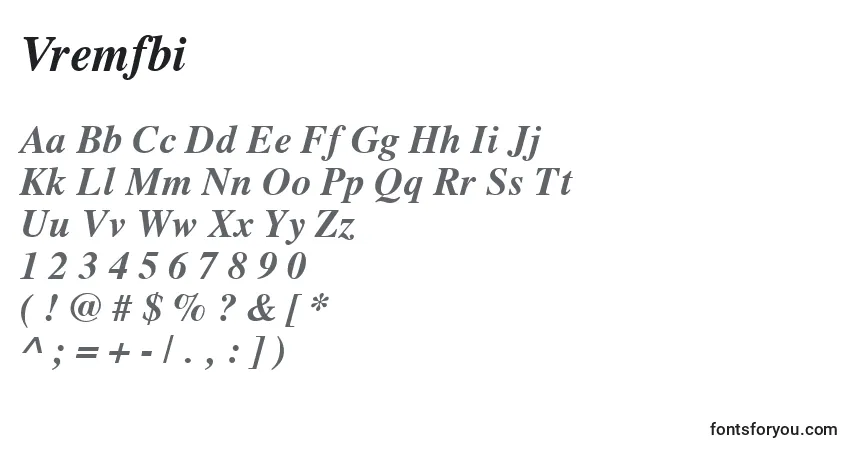 A fonte Vremfbi – alfabeto, números, caracteres especiais