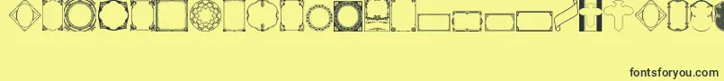 VintagePanels02-fontti – mustat fontit keltaisella taustalla