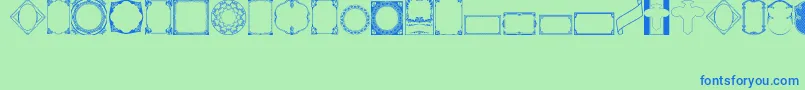 VintagePanels02-fontti – siniset fontit vihreällä taustalla