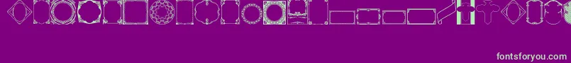 VintagePanels02-fontti – vihreät fontit violetilla taustalla