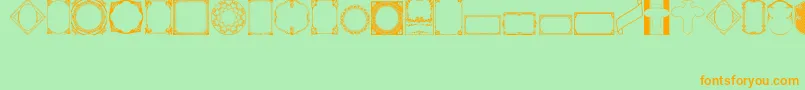 フォントVintagePanels02 – オレンジの文字が緑の背景にあります。