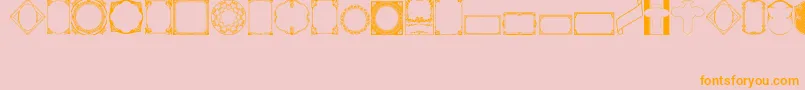 フォントVintagePanels02 – オレンジの文字がピンクの背景にあります。