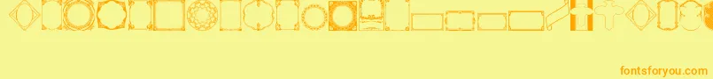 フォントVintagePanels02 – オレンジの文字が黄色の背景にあります。