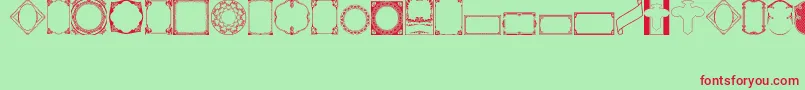 VintagePanels02-fontti – punaiset fontit vihreällä taustalla