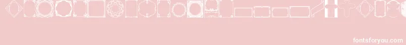 VintagePanels02-fontti – valkoiset fontit vaaleanpunaisella taustalla