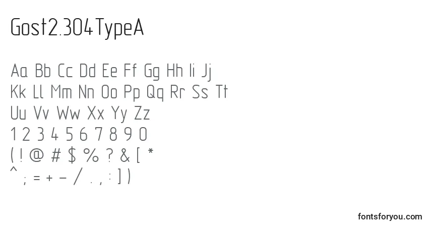 A fonte Gost2.304TypeA – alfabeto, números, caracteres especiais