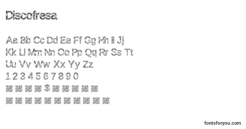 Schriftart Discofresa – Alphabet, Zahlen, spezielle Symbole