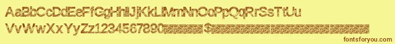 フォントDiscofresa – 茶色の文字が黄色の背景にあります。