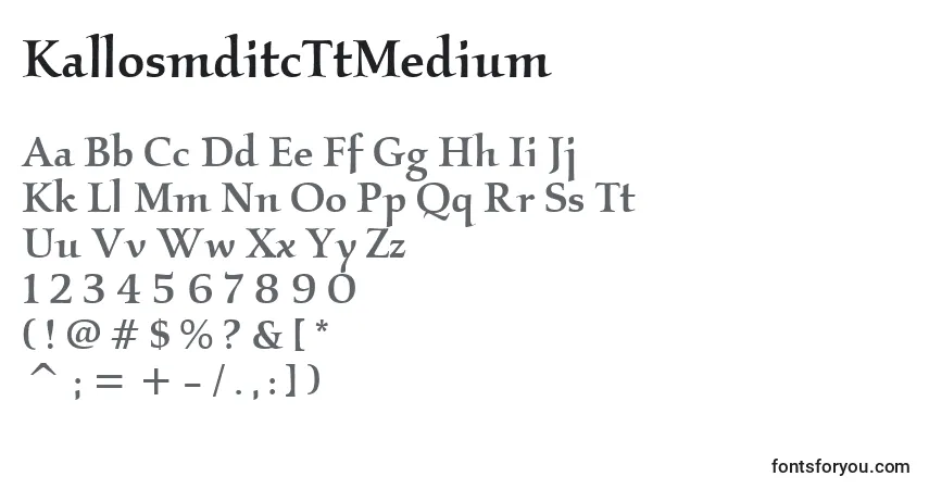 A fonte KallosmditcTtMedium – alfabeto, números, caracteres especiais