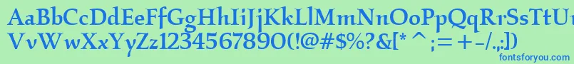 KallosmditcTtMedium Font – Blue Fonts on Green Background