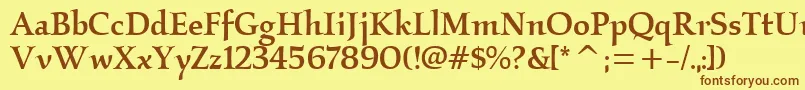 KallosmditcTtMedium Font – Brown Fonts on Yellow Background