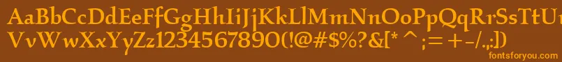 KallosmditcTtMedium Font – Orange Fonts on Brown Background