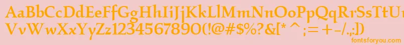 KallosmditcTtMedium-Schriftart – Orangefarbene Schriften auf rosa Hintergrund