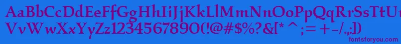 KallosmditcTtMedium Font – Purple Fonts on Blue Background