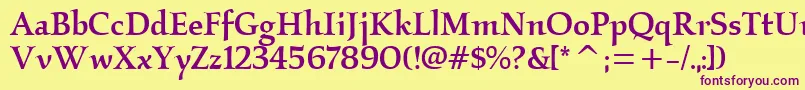 KallosmditcTtMedium Font – Purple Fonts on Yellow Background