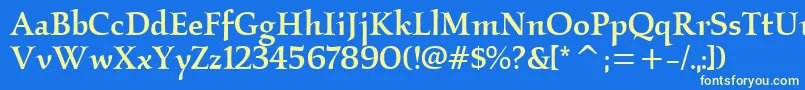 Fonte KallosmditcTtMedium – fontes amarelas em um fundo azul