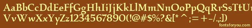 KallosmditcTtMedium Font – Yellow Fonts on Brown Background