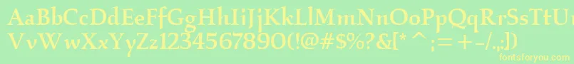 KallosmditcTtMedium Font – Yellow Fonts on Green Background