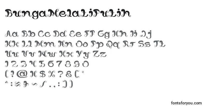 A fonte BungaMelatiPutih (58542) – alfabeto, números, caracteres especiais