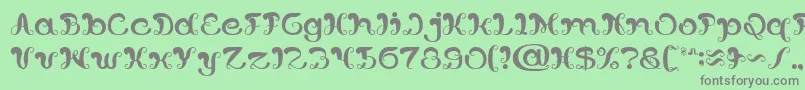 フォントBungaMelatiPutih – 緑の背景に灰色の文字