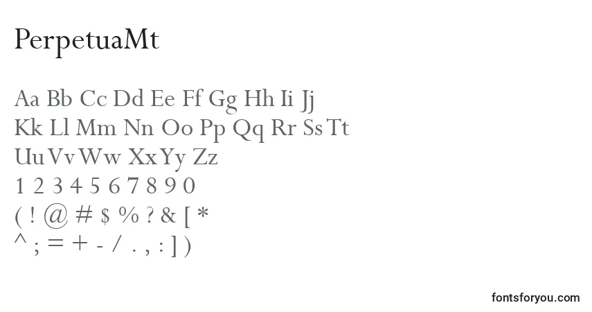 PerpetuaMt Font – alphabet, numbers, special characters