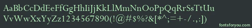 PerpetuaMt-fontti – vihreät fontit mustalla taustalla