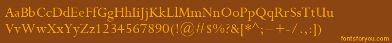 PerpetuaMt Font – Orange Fonts on Brown Background