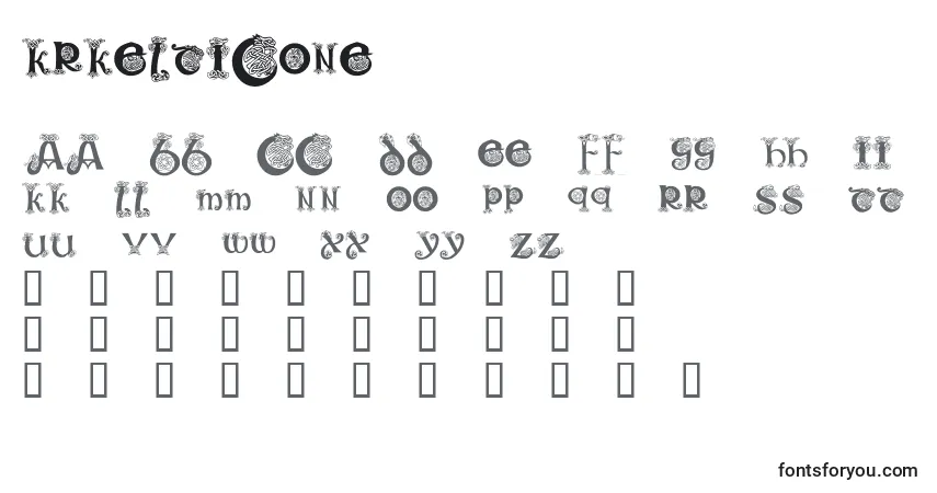 Czcionka KrKelticOne – alfabet, cyfry, specjalne znaki