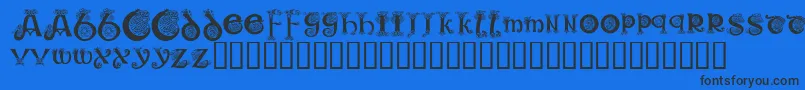 KrKelticOne-Schriftart – Schwarze Schriften auf blauem Hintergrund