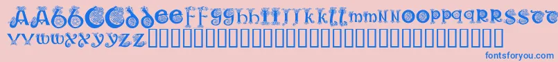 KrKelticOne-Schriftart – Blaue Schriften auf rosa Hintergrund