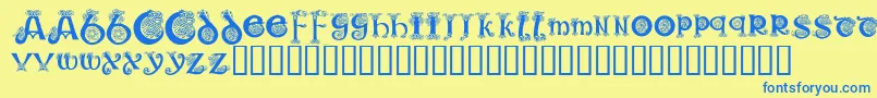 KrKelticOne Font – Blue Fonts on Yellow Background