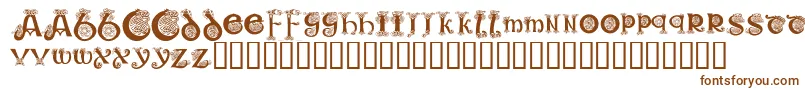 フォントKrKelticOne – 白い背景に茶色のフォント