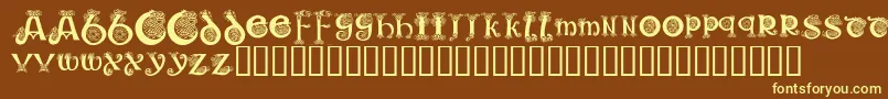 Шрифт KrKelticOne – жёлтые шрифты на коричневом фоне