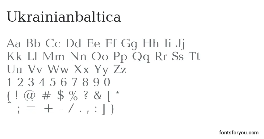 A fonte Ukrainianbaltica – alfabeto, números, caracteres especiais