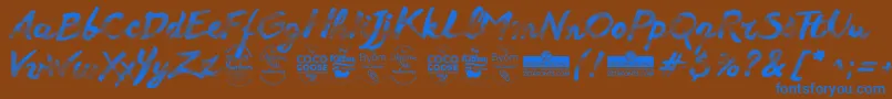 Czcionka Anotherwetshabbytrial – niebieskie czcionki na brązowym tle