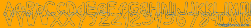 Fonte Thickerthanol – fontes azuis em um fundo laranja