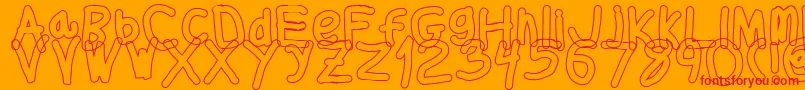 Thickerthanol-Schriftart – Rote Schriften auf orangefarbenem Hintergrund