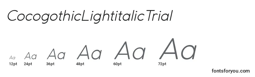Größen der Schriftart CocogothicLightitalicTrial