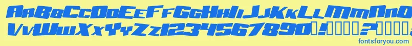 AftershockDebrisSolidItalic-fontti – siniset fontit keltaisella taustalla