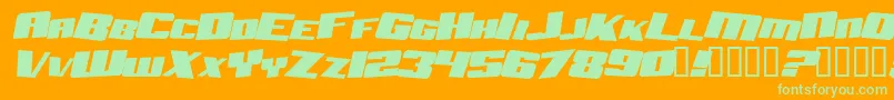 AftershockDebrisSolidItalic-Schriftart – Grüne Schriften auf orangefarbenem Hintergrund