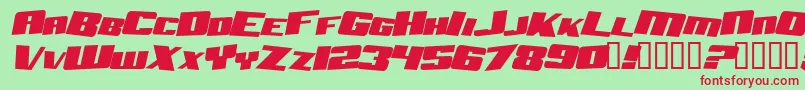 AftershockDebrisSolidItalic Font – Red Fonts on Green Background
