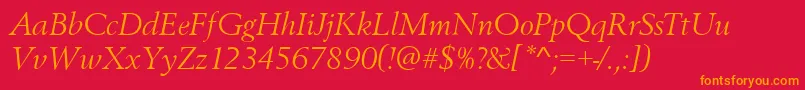 BestsellerItalic Font – Orange Fonts on Red Background